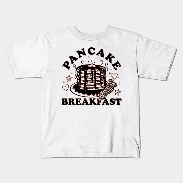 funny  Pancake Breakfast Kids T-Shirt by bayudesignart45